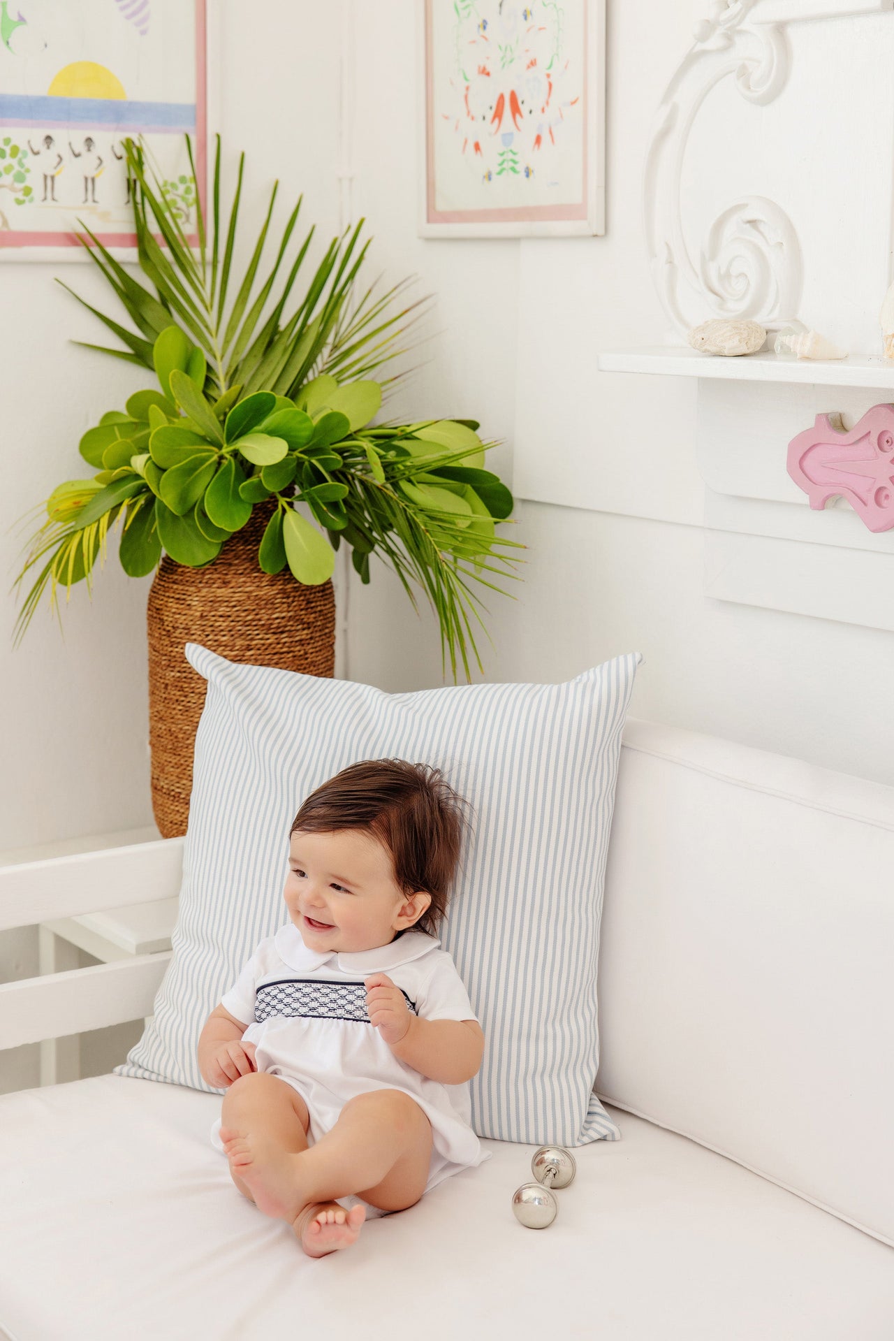 Banbury Bubble | Worth Avenue White with Nantucket Navy Smocking *FINAL SALE*