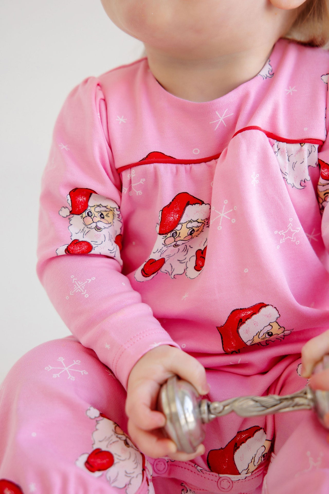 Long Sleeve Penny's Playsuit Dear Santa (Hamptons Hot Pink) with Richmond Red