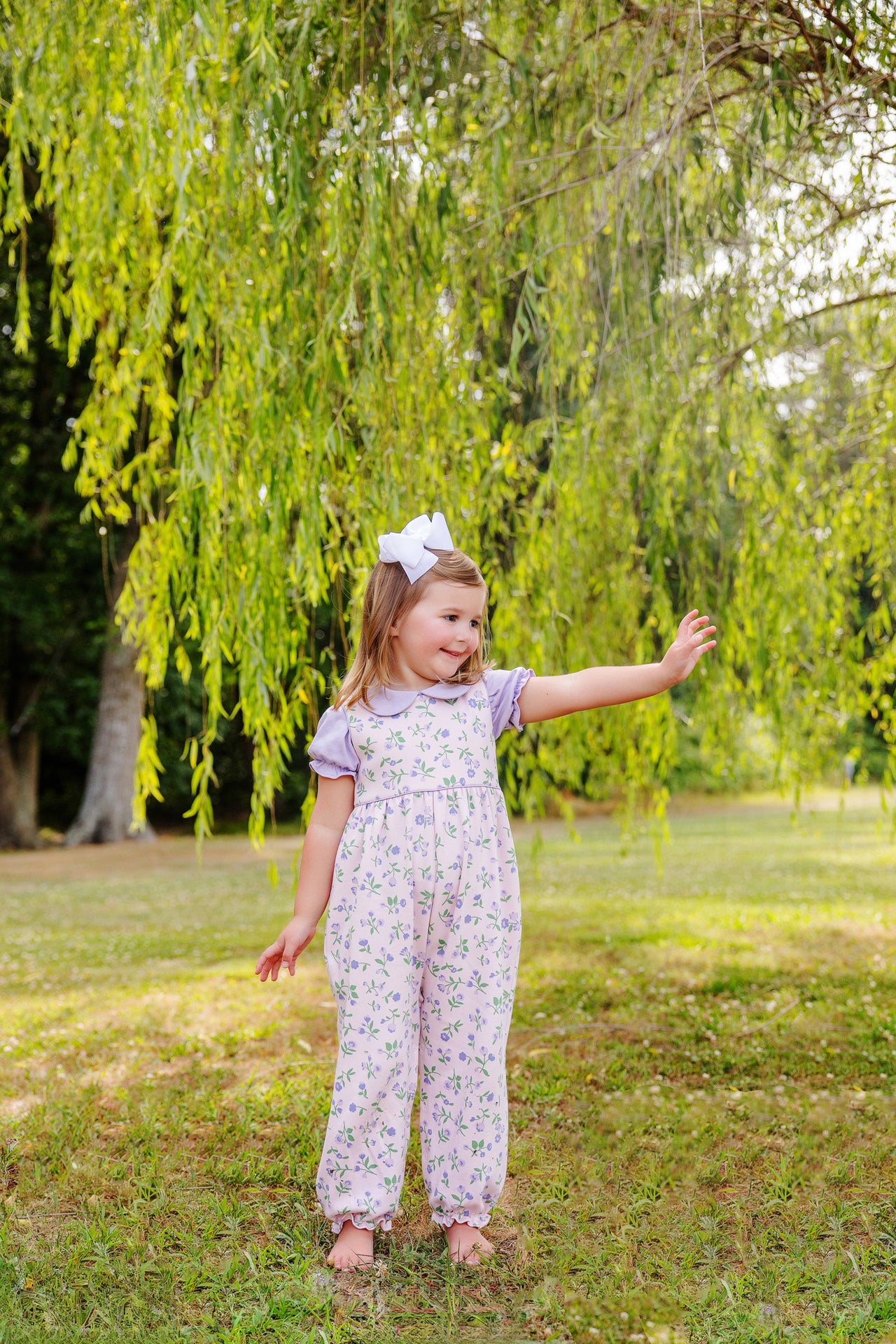 Sleeveless Rebecca Romper Tuxedo Park Tulips with Lauderdale Lavender ** FINAL SALE **