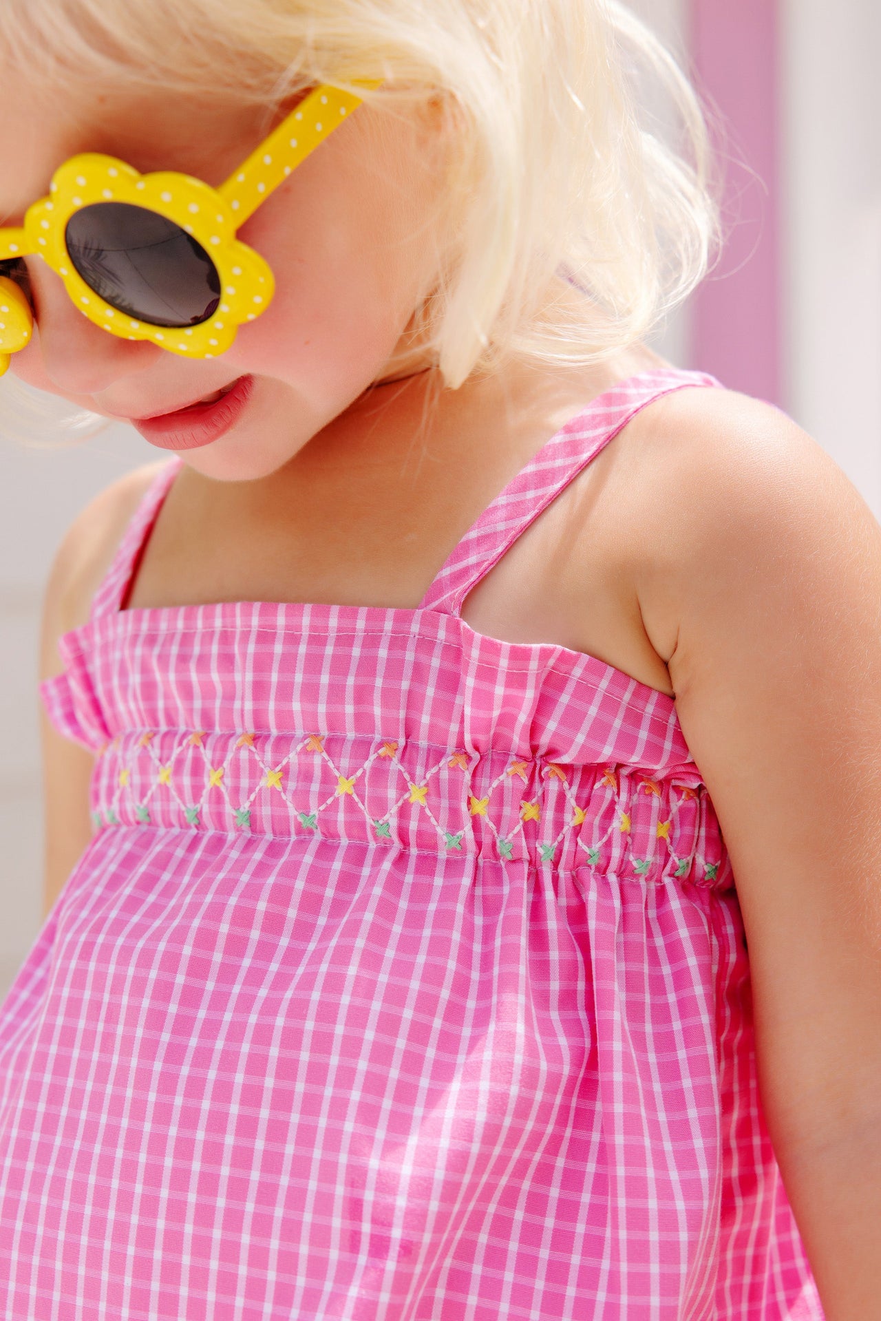 Rosey Romper - Woven | Pink Willow Windowpane ** FINAL SALE **