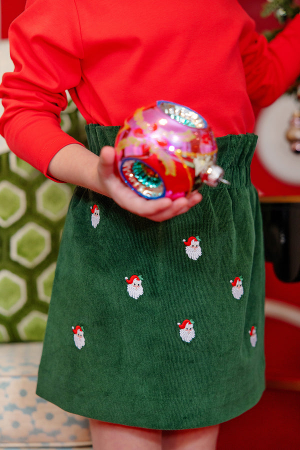 Critter Beasley Bag Skirt (Corduroy) | Grier Green with Santa Embroidery