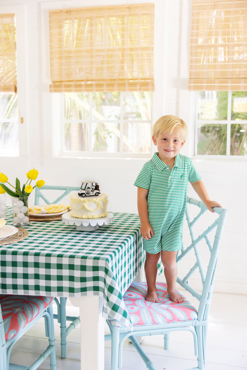 Sir Proper's Romper | Kiawah Kelly Green Stripe w/Kiawah Green Stork