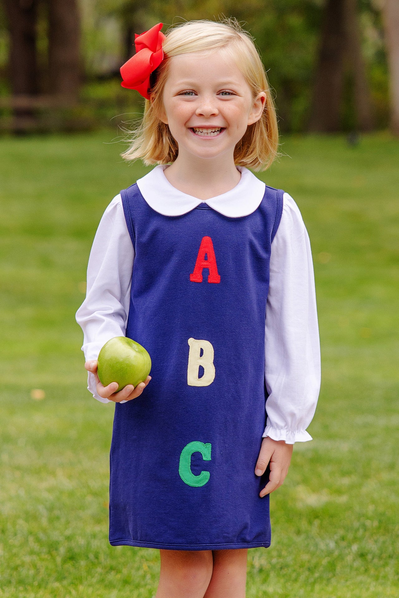 Annie Apron Dress | ABC- Nantucket Navy with Richmond Red