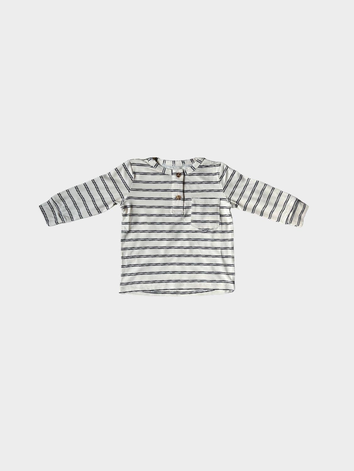 Boys Henley Shirt | Black Stripe