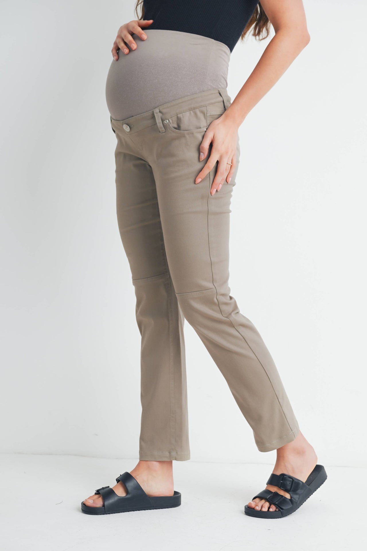 Straight Leg Maternity Over the Belly Pants | Khaki