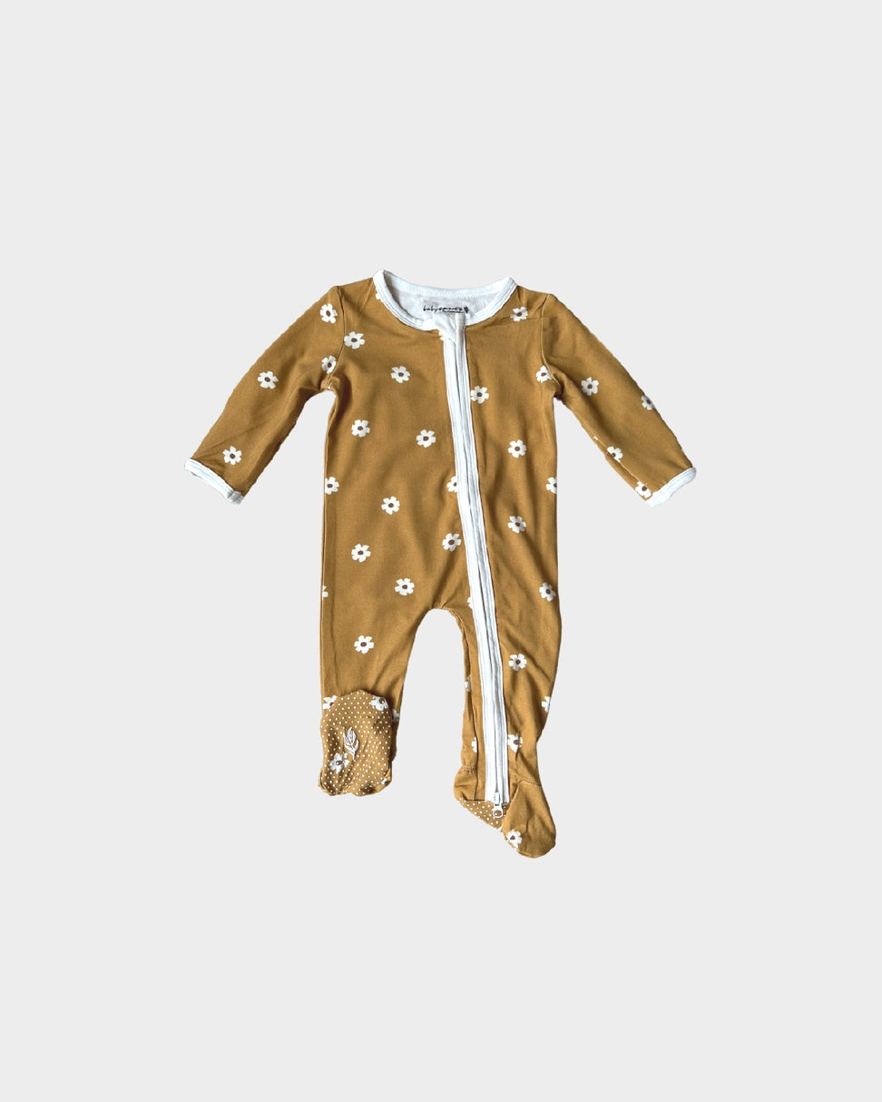 Baby Footie | Mustard Floral