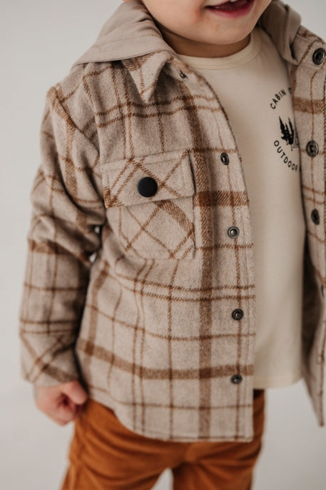 Hooded Shacket | Toffee Plaid  ** FINAL SALE**