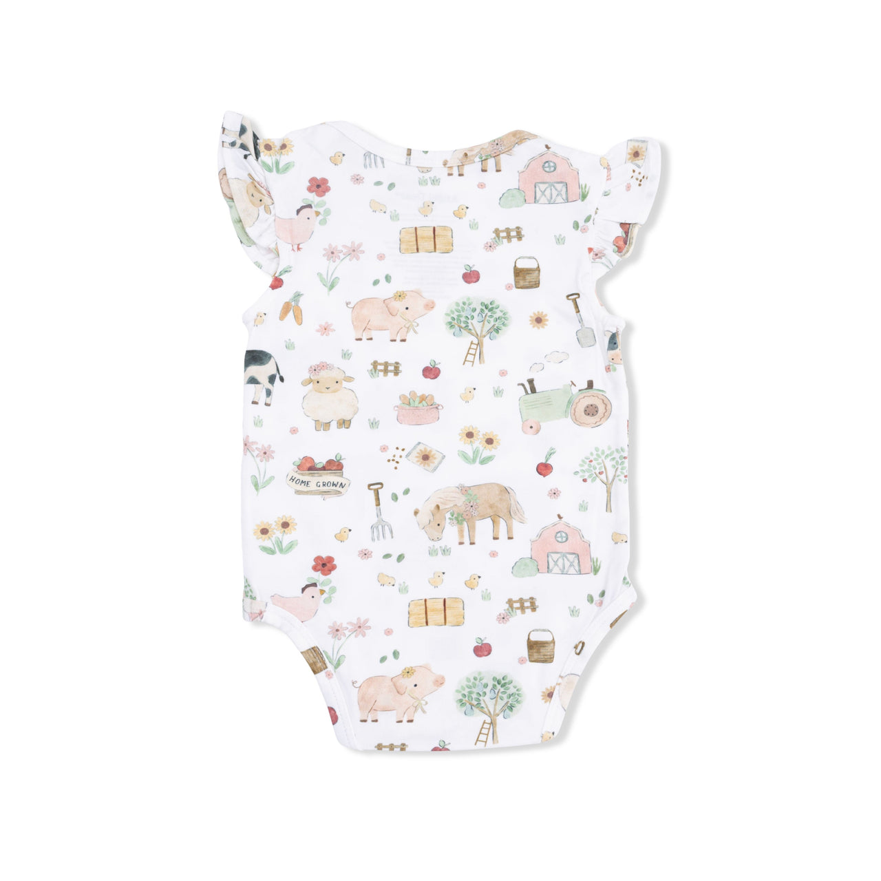 Ruffle Sleeve Bodysuit | Cute Farm Animals