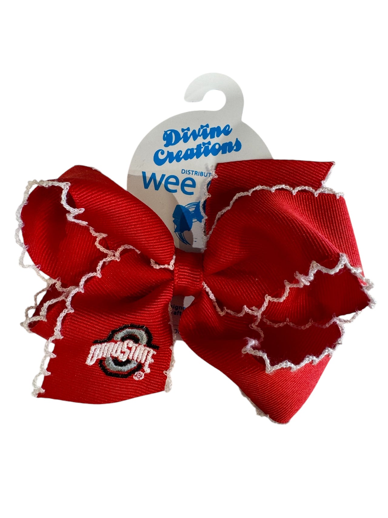 Medium Grosgrain Embroidered Moonstitch Bow | Ohio State Buckeyes