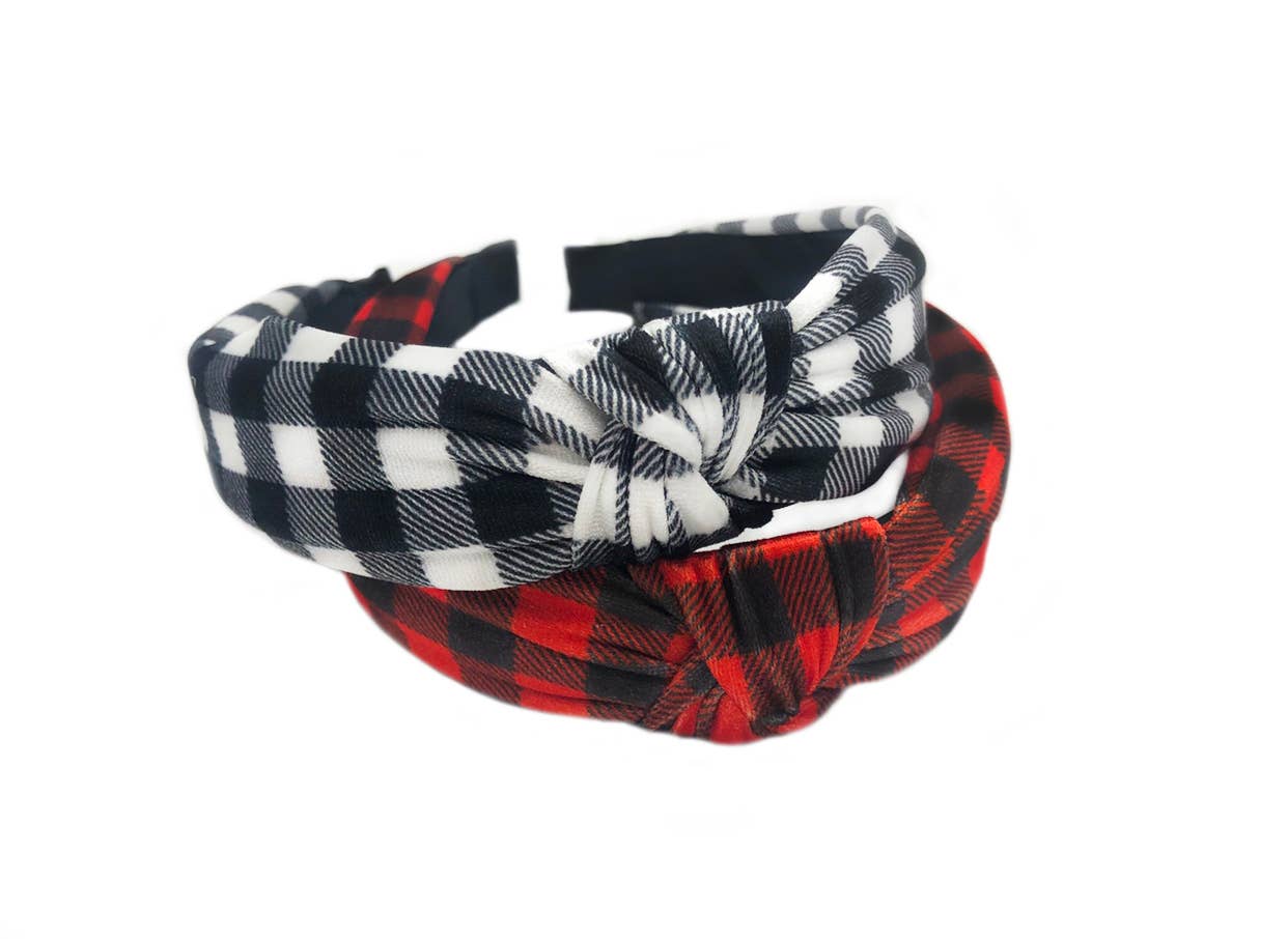Holiday Buffalo Plaid Knot Headbands for Fall and Christmas