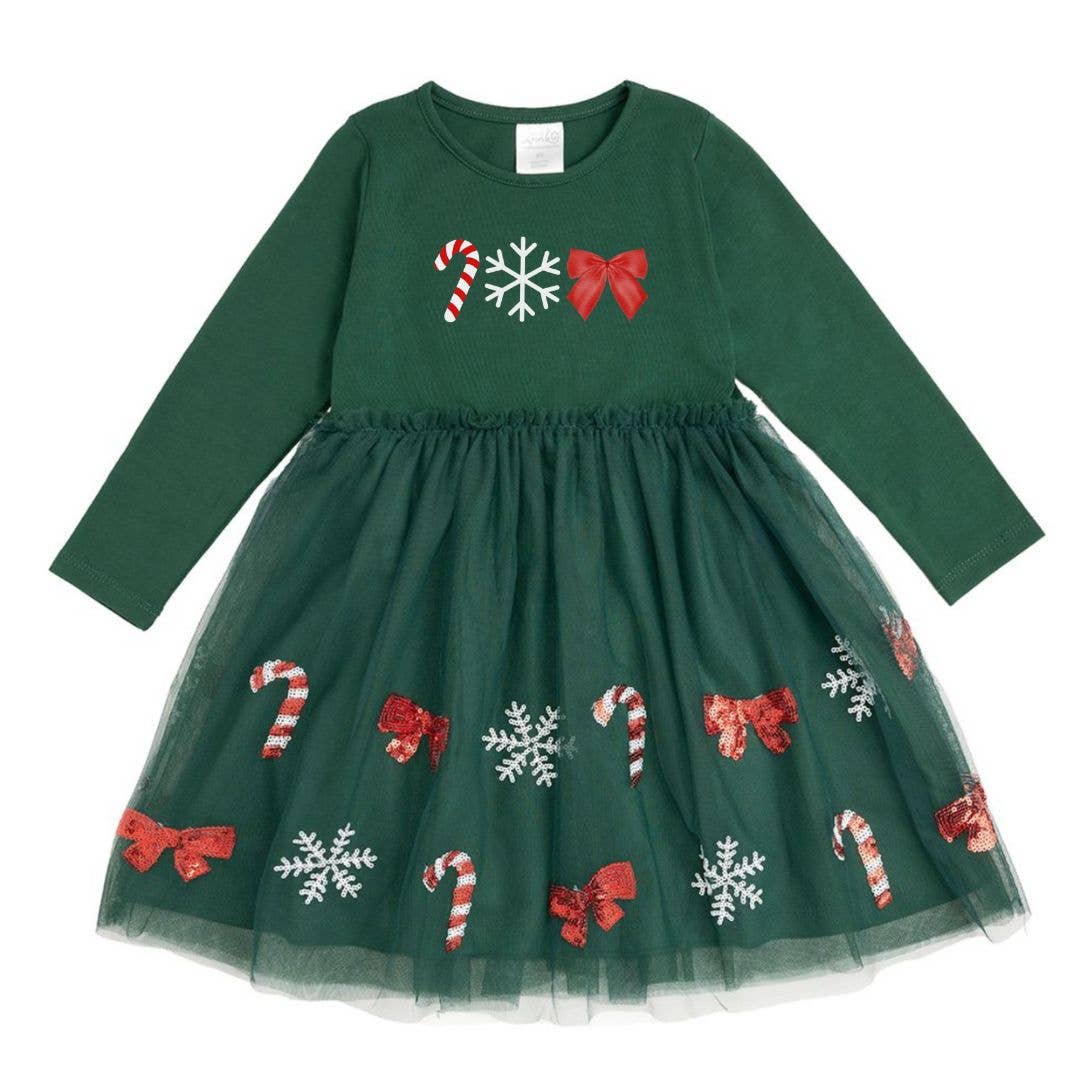 Emerald Candy Cane Sequin Christmas Dress