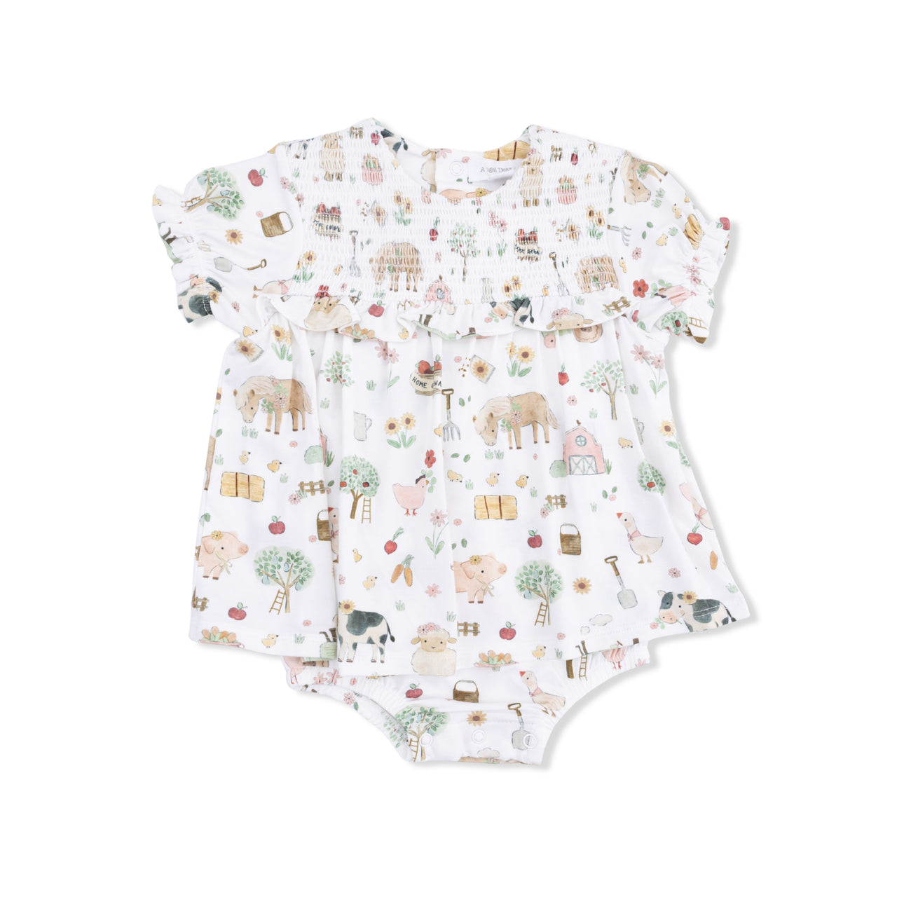 Smocked Ruffle Bubble with Skirt | Cute Farm Animals