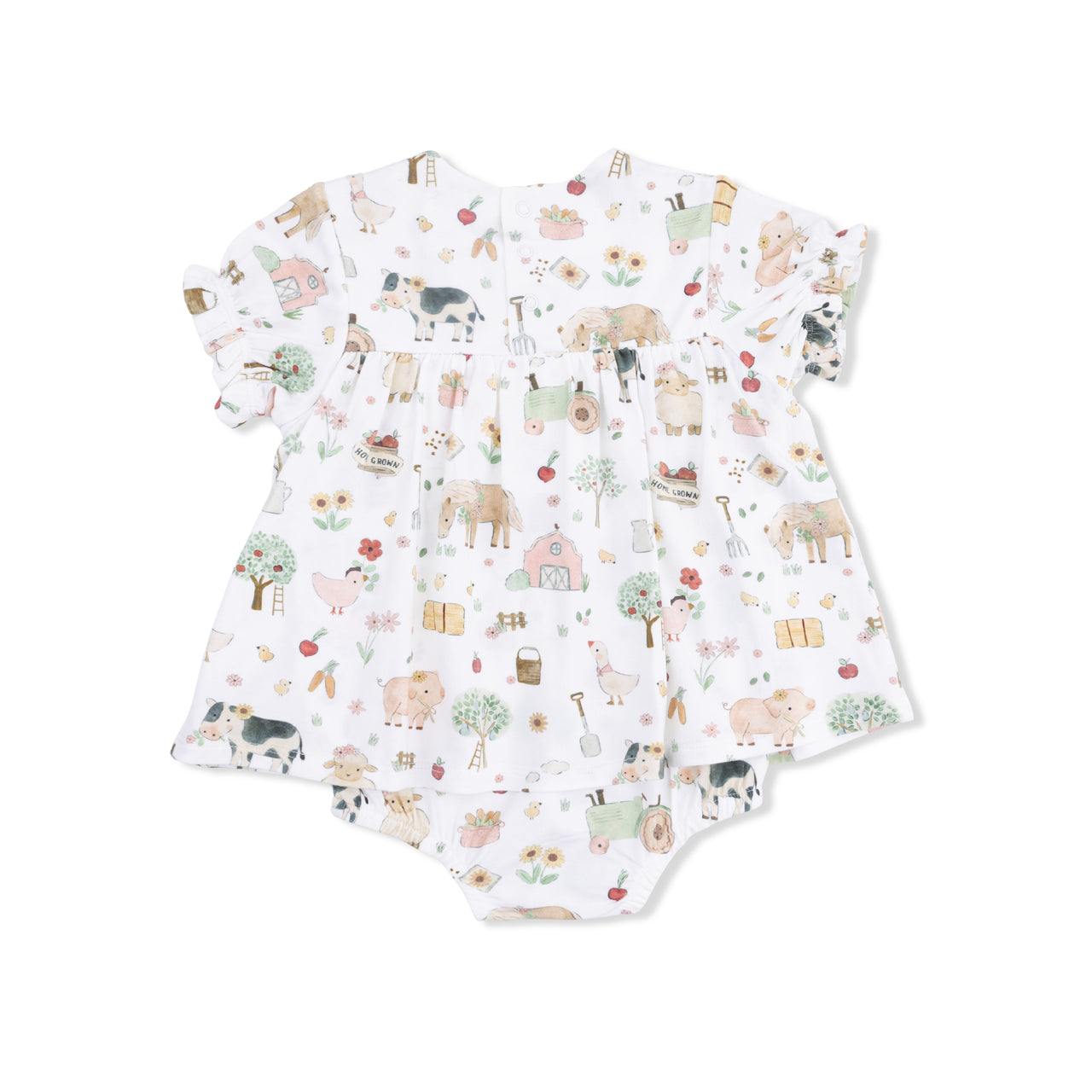 Smocked Ruffle Bubble with Skirt | Cute Farm Animals