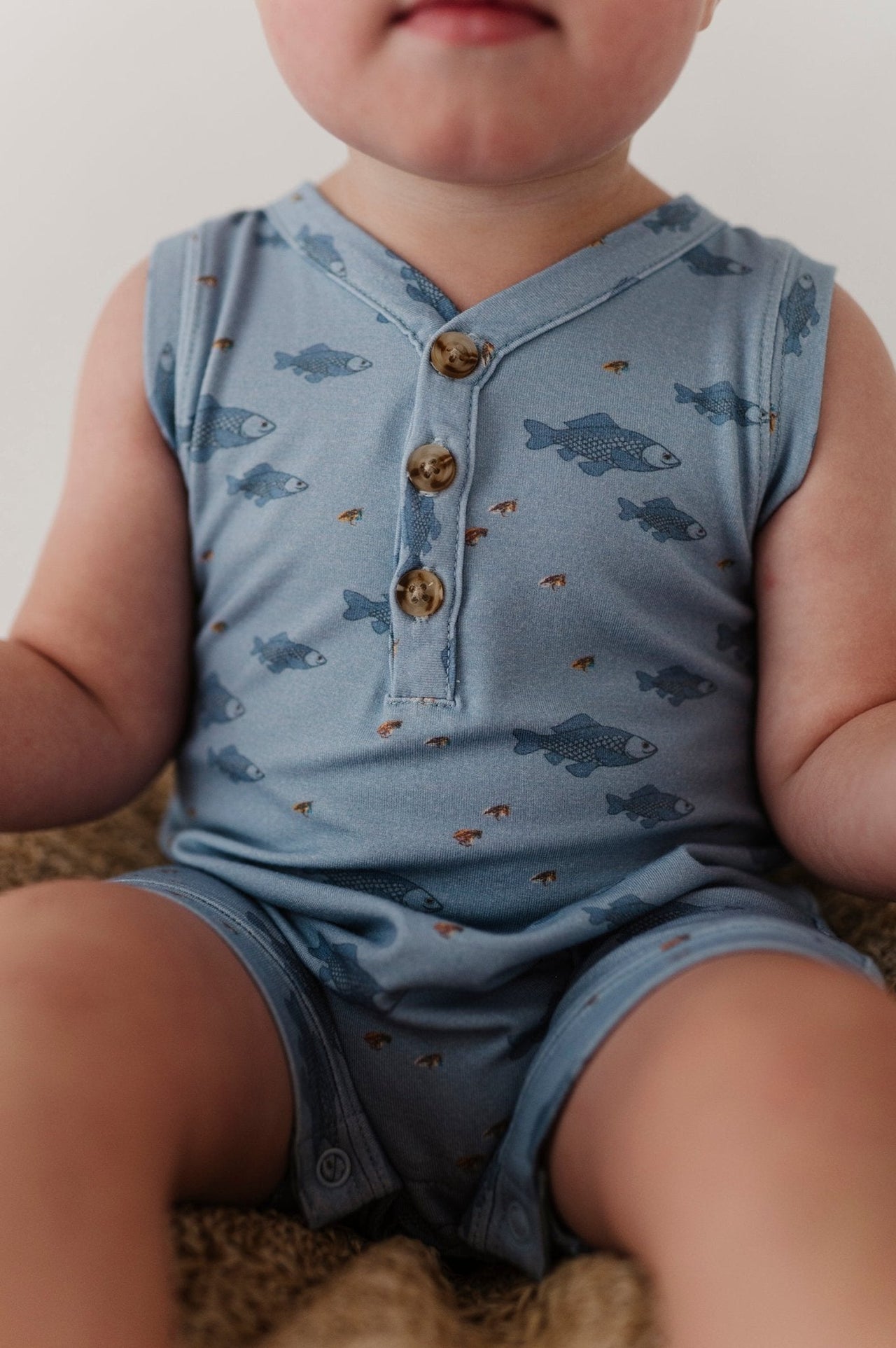 Boy's Sleeveless Romper | Fish