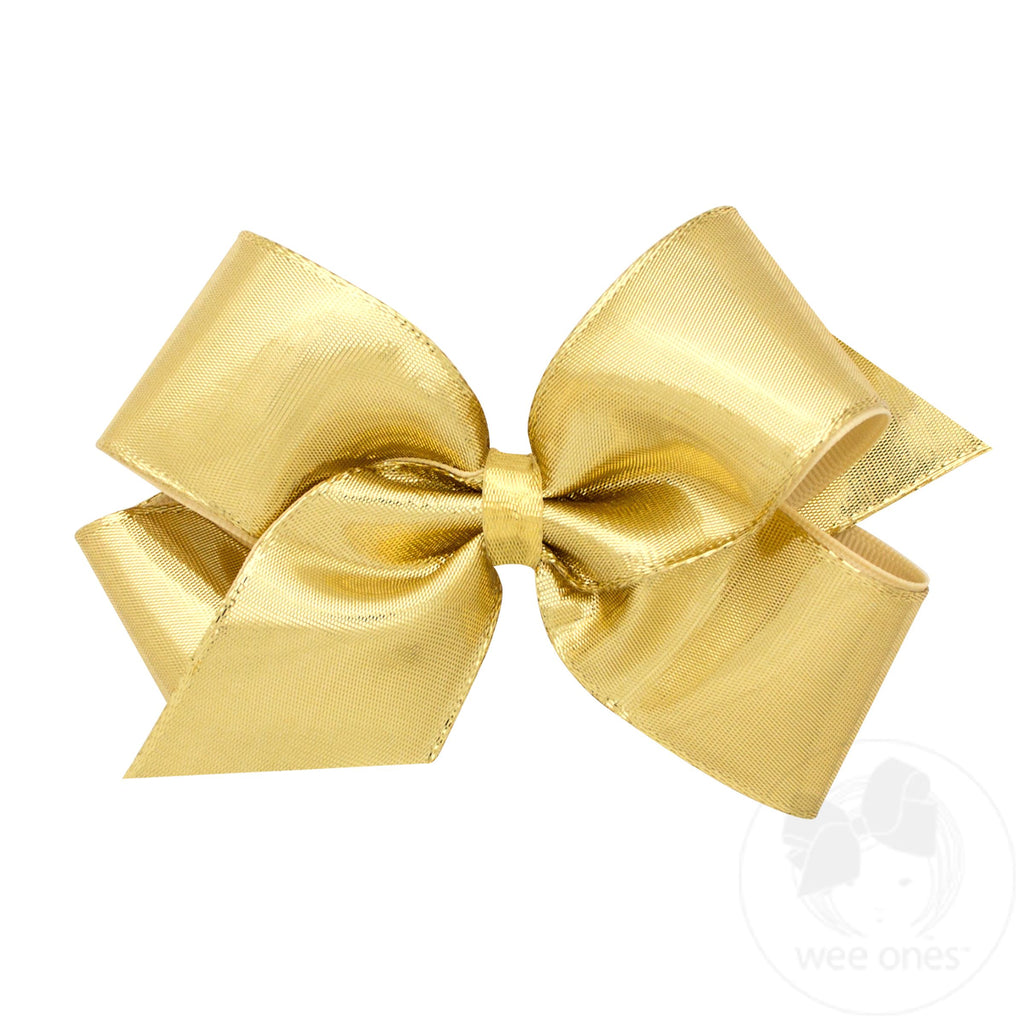 Medium Metallic Overlay Girls Hair Bow