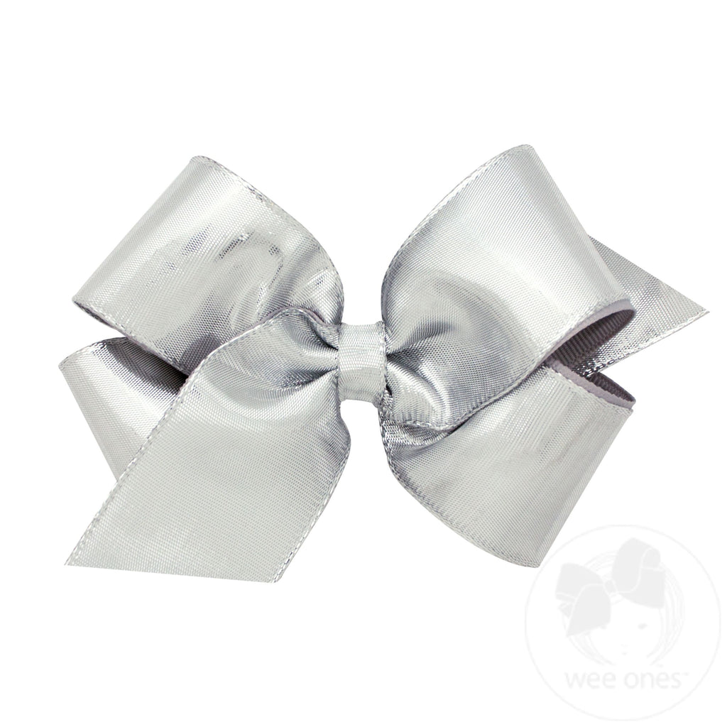 Medium Metallic Overlay Girls Hair Bow