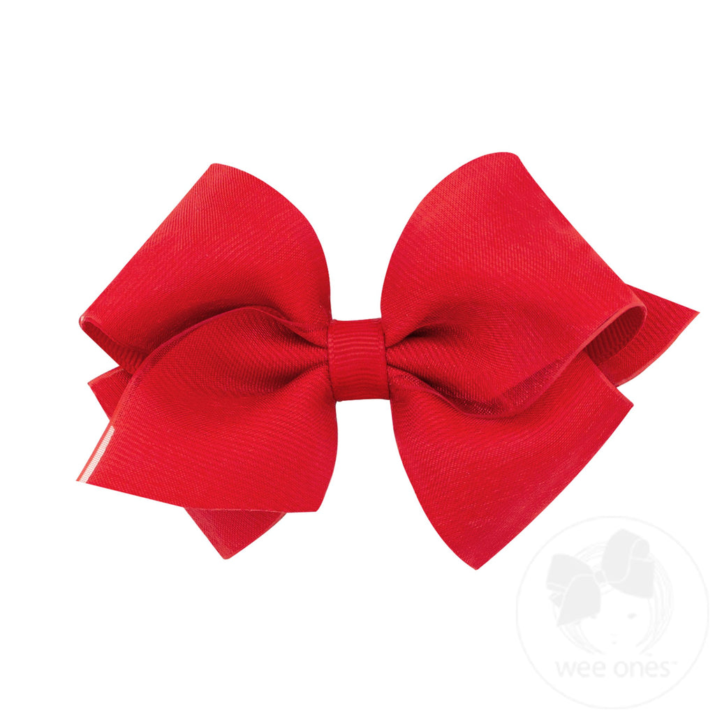 Extra Small Organza and Grosgrain Overlay Hair Bow