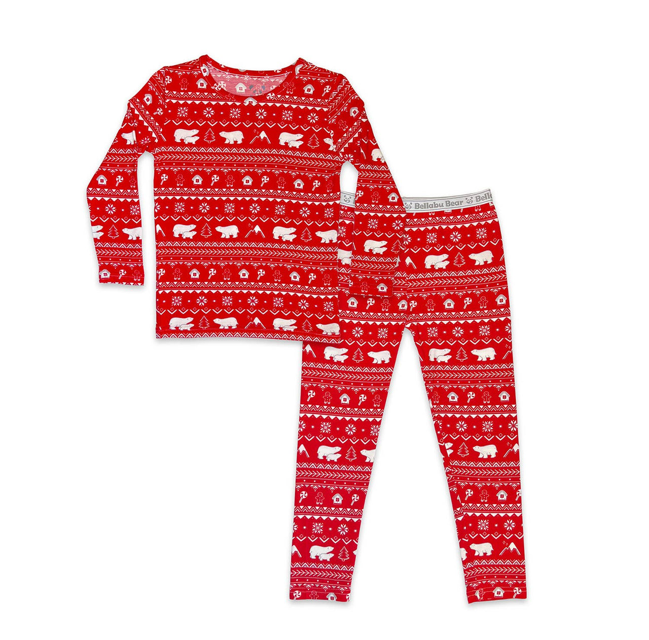 Polar Isle Red Bamboo Kids Christmas Pajama Set