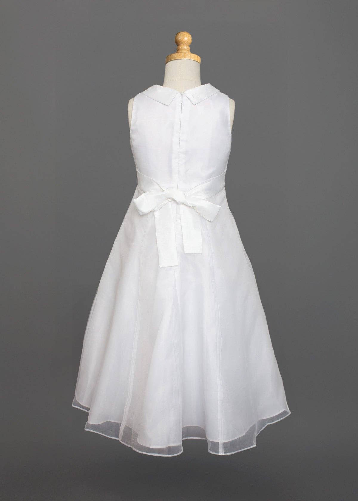 Crossover V-Neck Taffeta Communion Dress