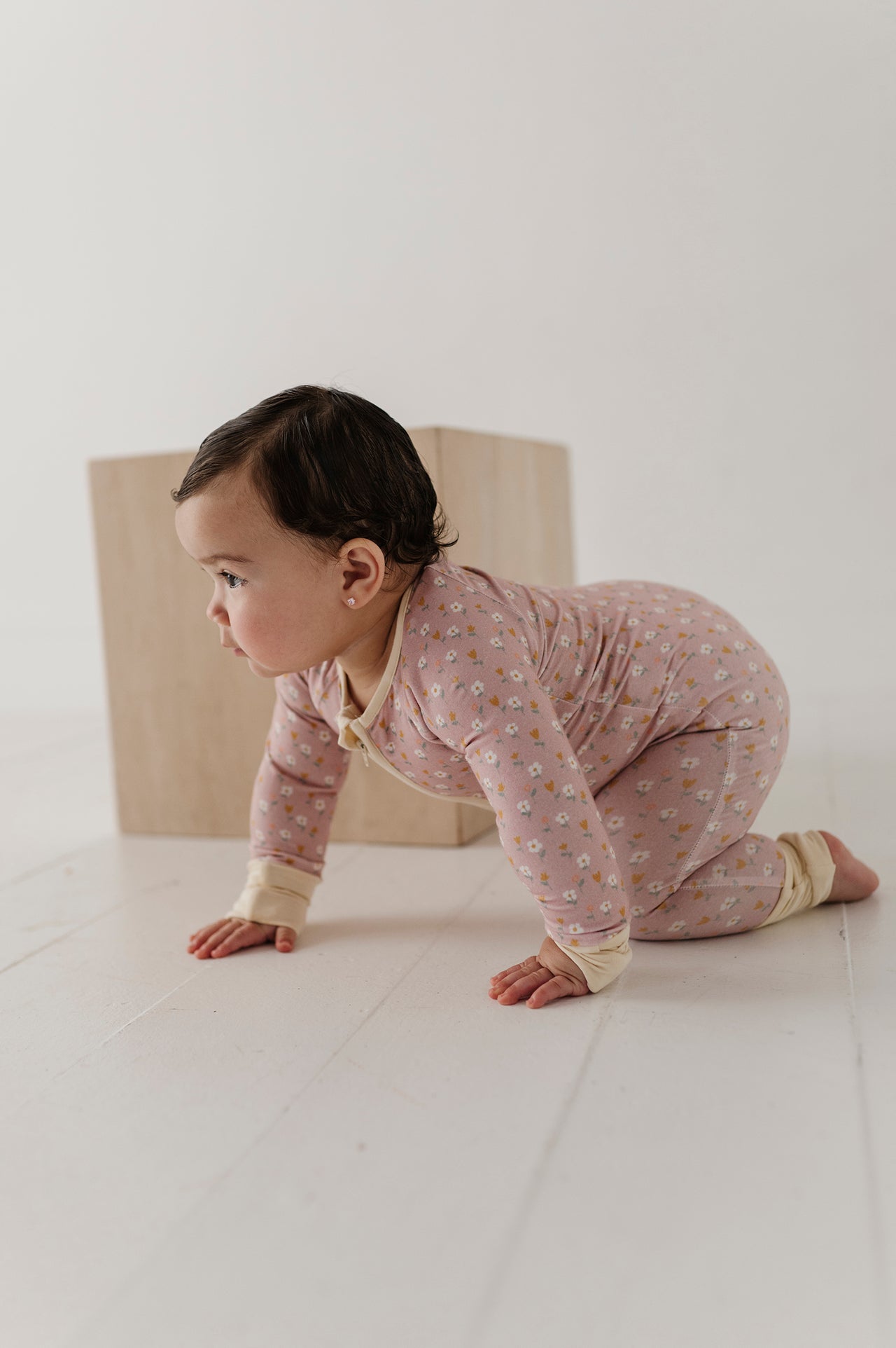 Long Sleeve Zip Romper | Mini Daisy