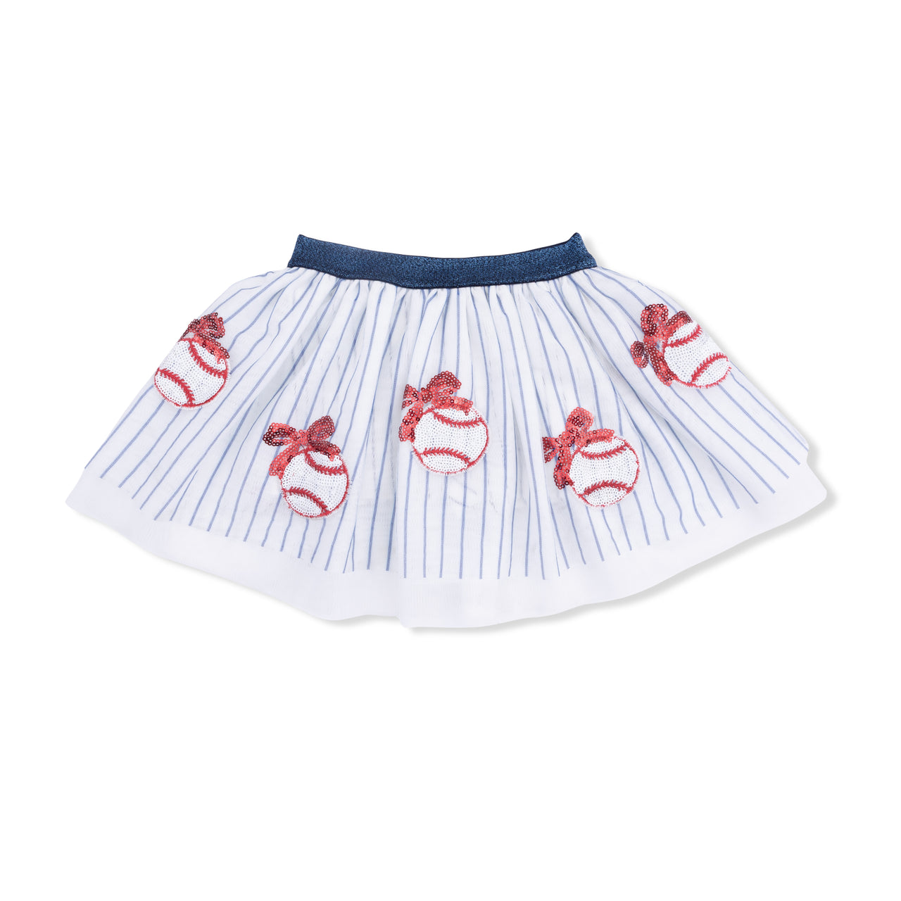 Tutu Skirt with Bike Shorts | Baseball Stripe