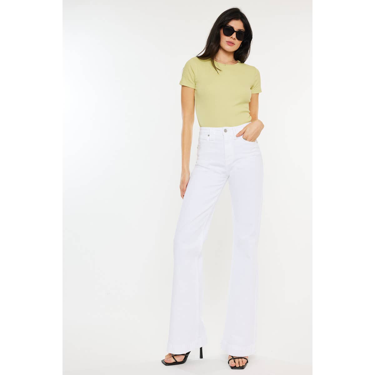 High Rise Wide Flare Jeans | White