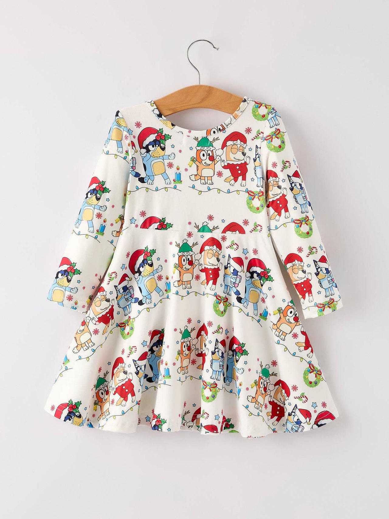 Kid's Winter Christmas Character Party Print Dress