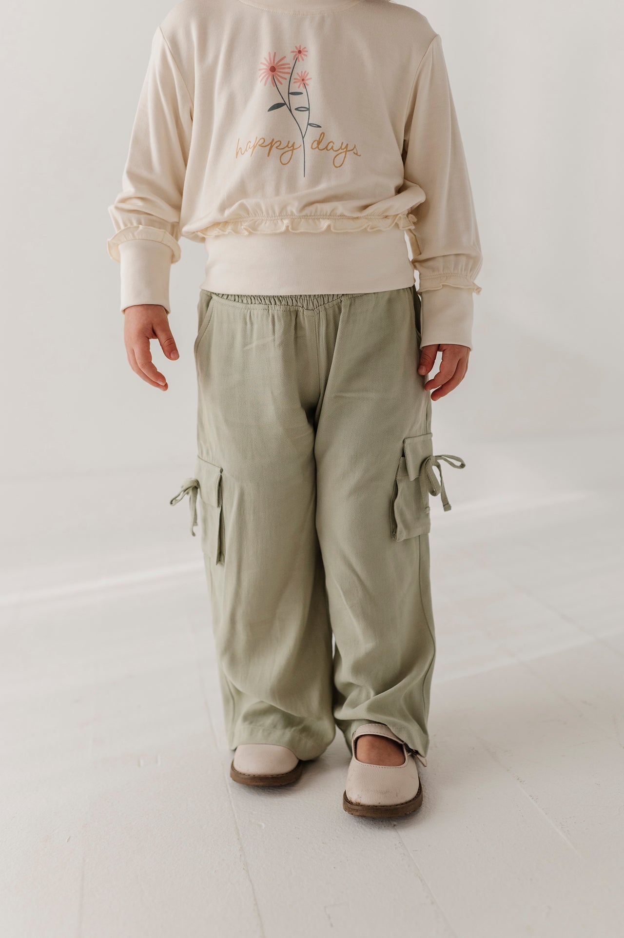 Girl's Wide Leg Cargo Pant | Sage