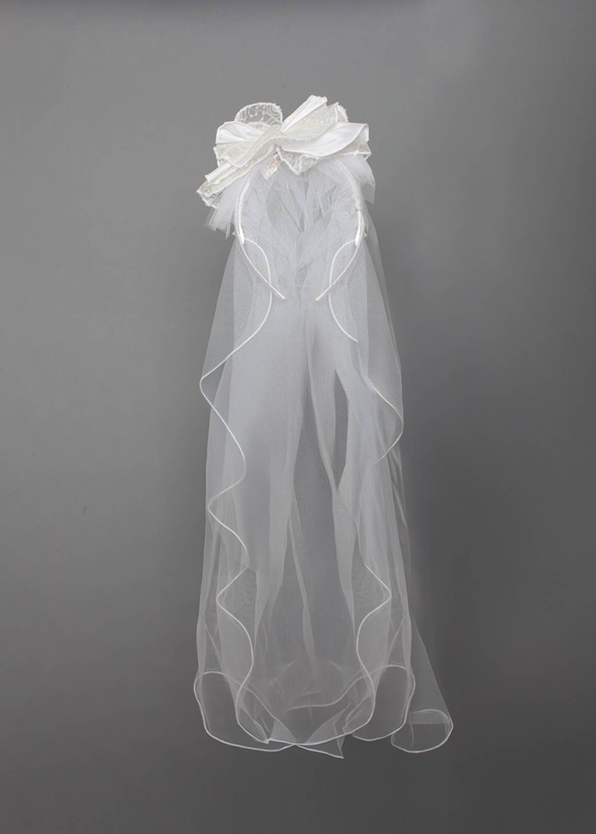 Pearl Edge Floral Headband Communion Tiered Veil