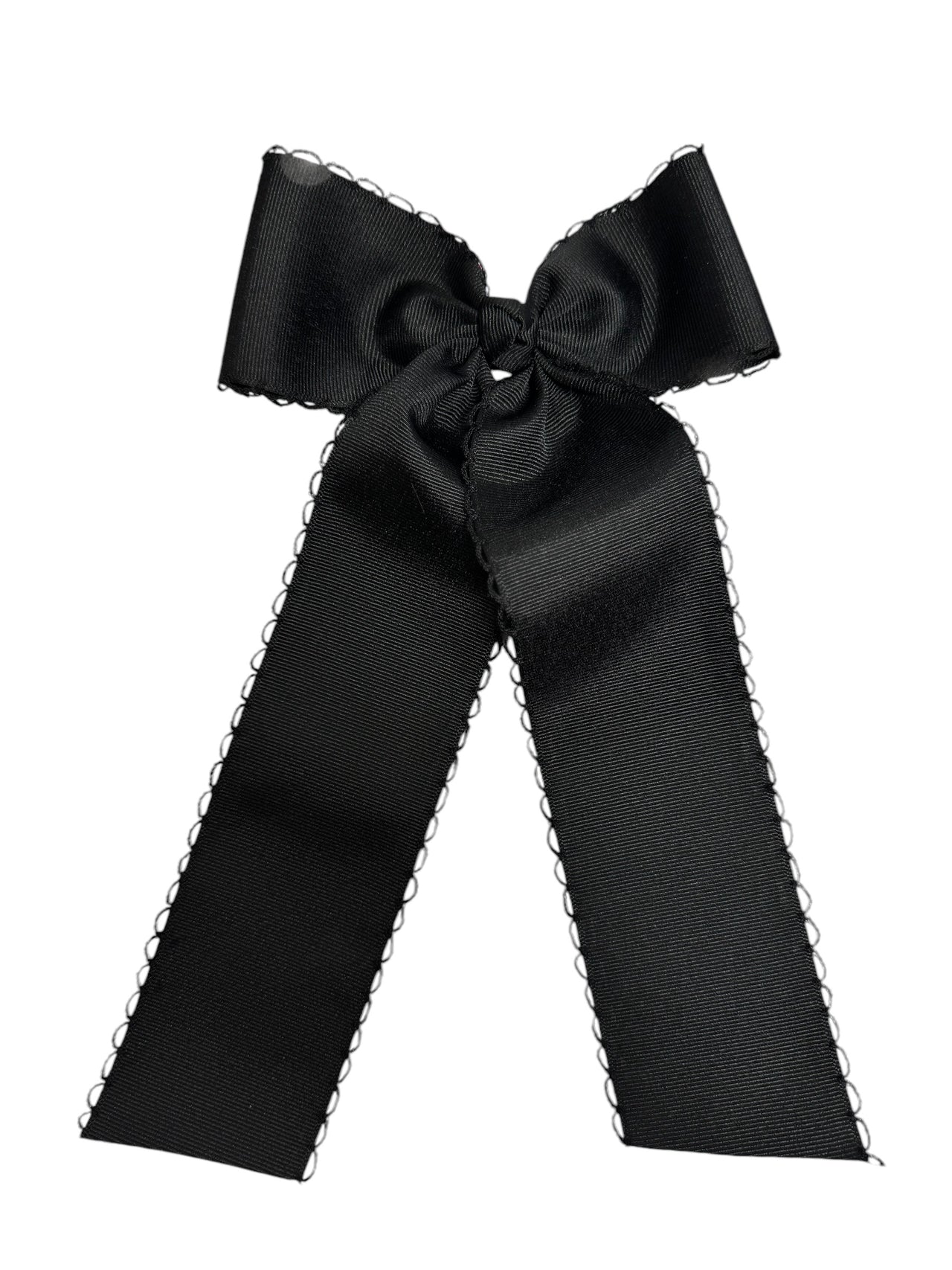 Medium Moonstitch Hair Bowtie with Knot Wrap and Streamer Tails | Black or Orange