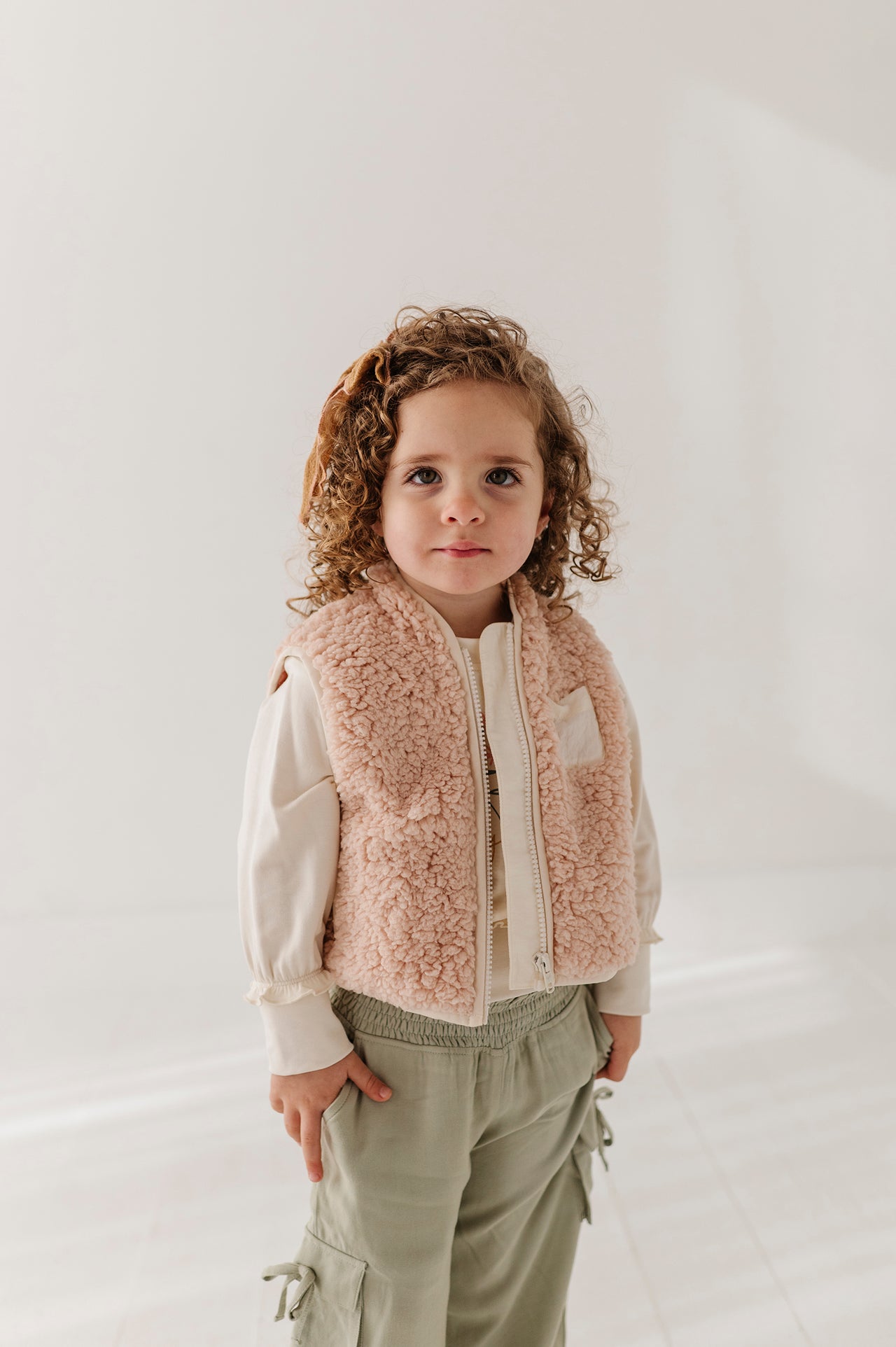 Sherpa Zipper Vest | Soft Pink