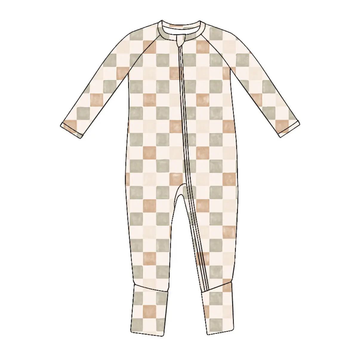Bamboo Convertible Footie Romper | Brushed Check