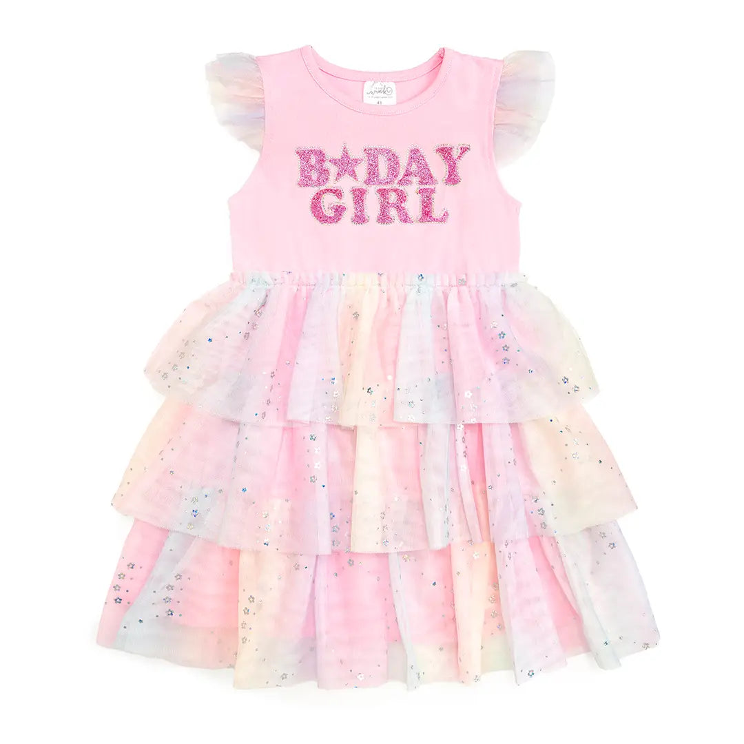 Birthday Girl Fairy Dust Short Sleeve Tutu Dress | Kids