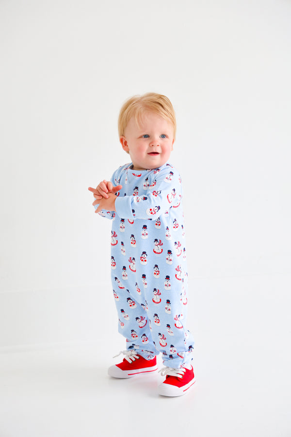 Cassidy Comfy Crewneck Romper |  Frosty Friends with Beale Street Blue