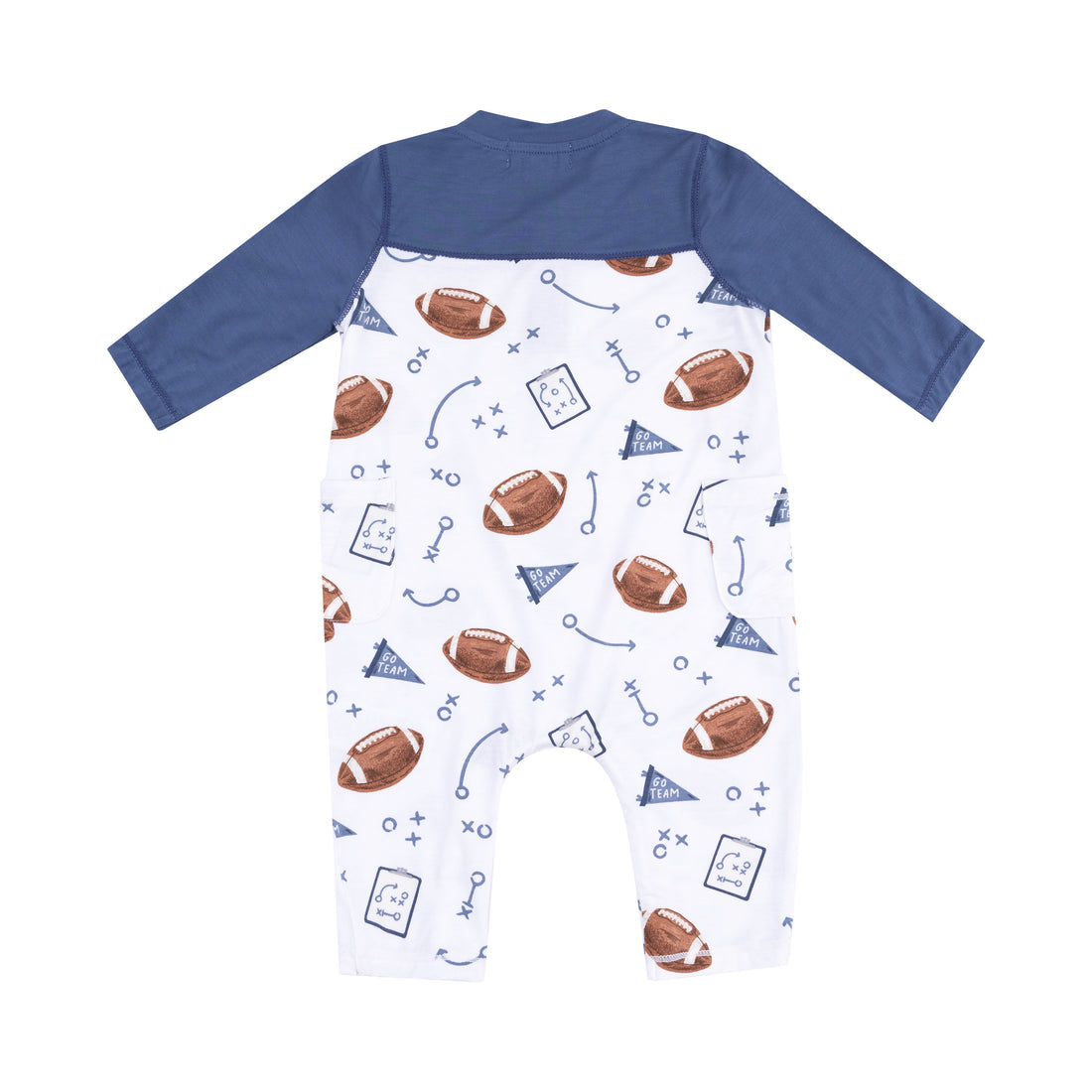 Touchdown Time - Navy  Romper with Contrast Sleeves