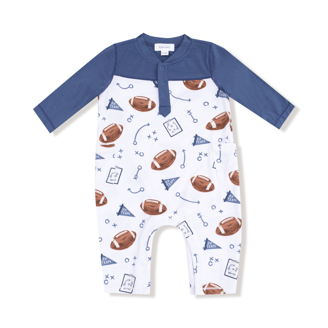 Touchdown Time - Navy  Romper with Contrast Sleeves