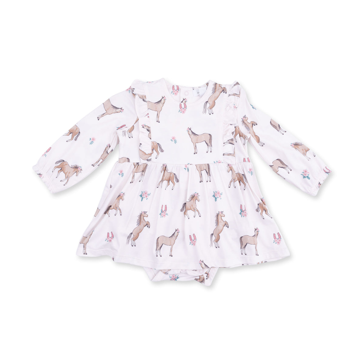 Long Sleeve Ruffle Bodysuit Dress | I Love Horses