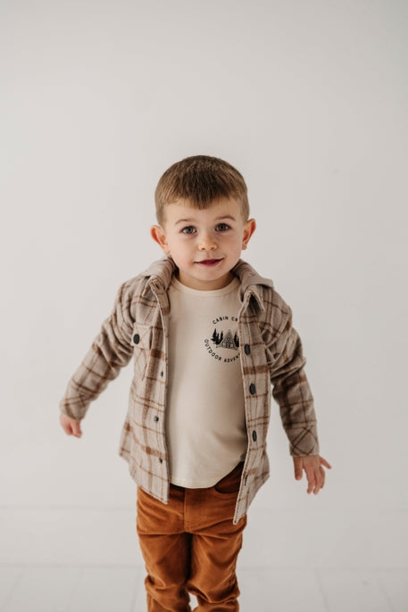 Hooded Shacket | Toffee Plaid  ** FINAL SALE**