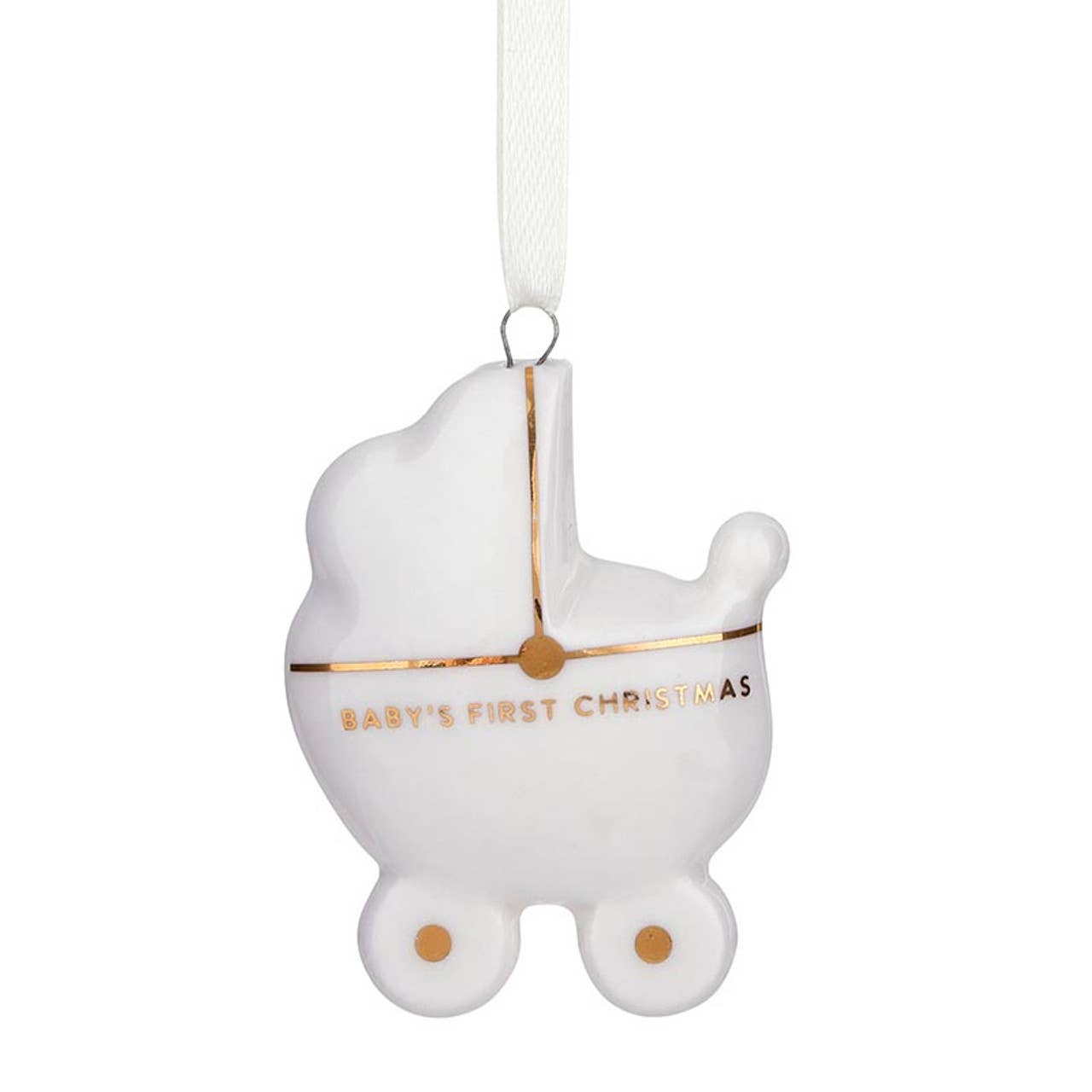 Baby's First Christmas Ceramic Ornament | Baby Carriage