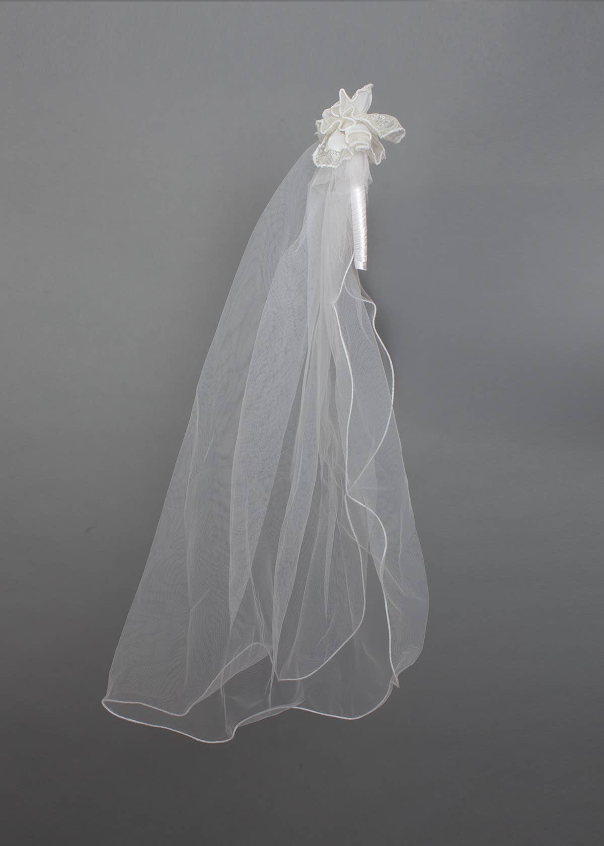 Pearl Edge Floral Headband Communion Tiered Veil