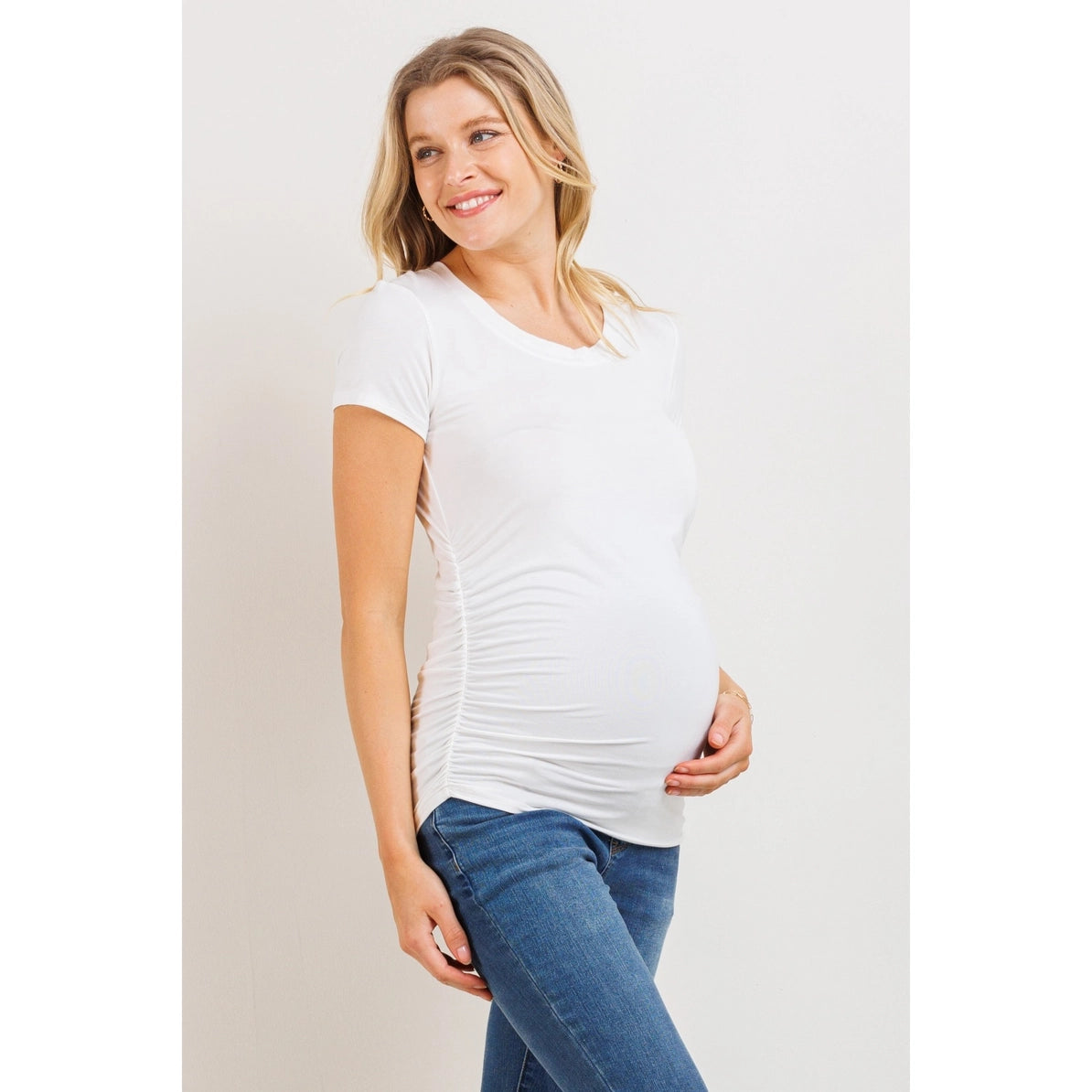 Round Neck Basic Short Sleeve Maternity Top