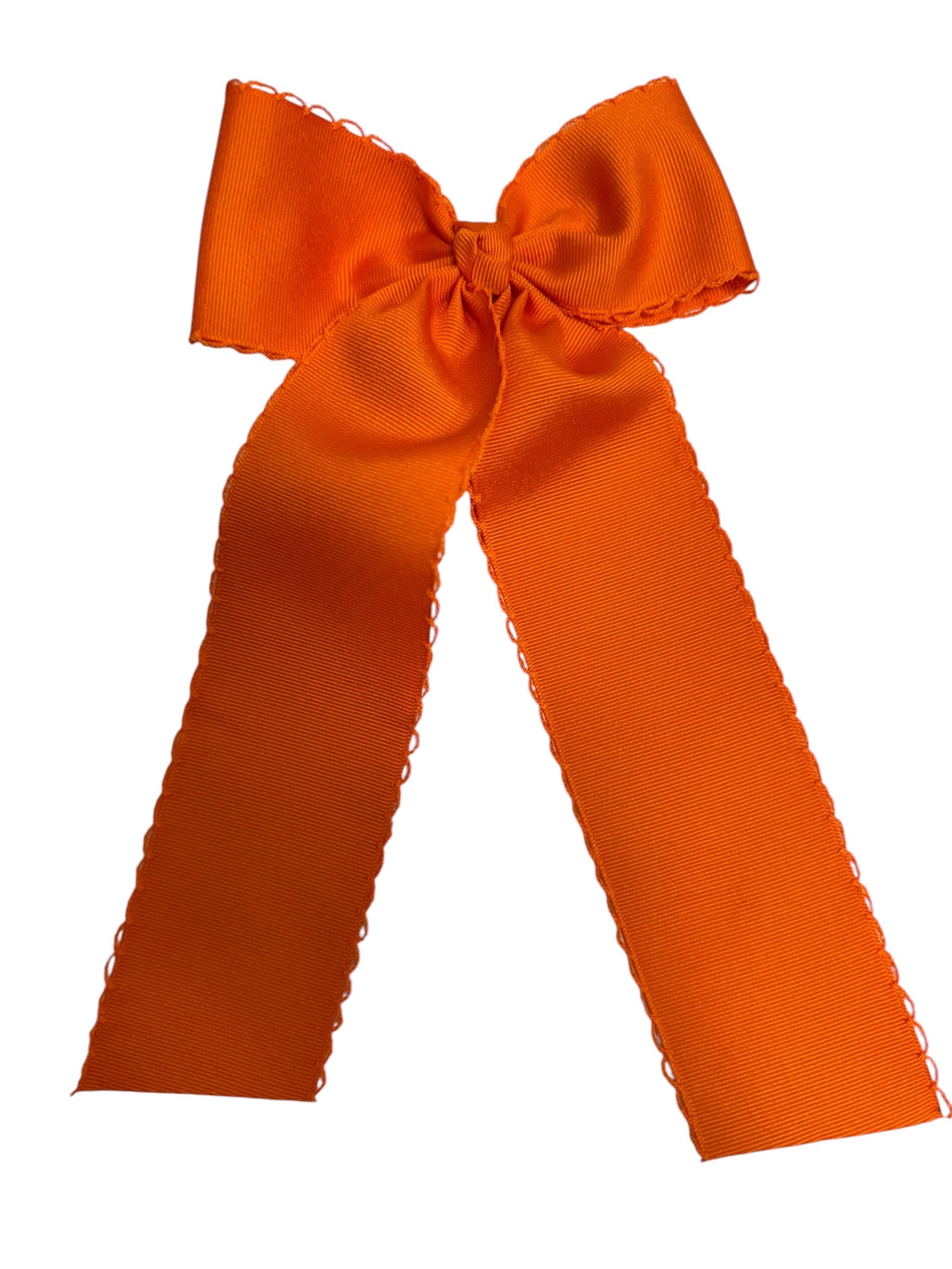 Medium Moonstitch Hair Bowtie with Knot Wrap and Streamer Tails | Black or Orange