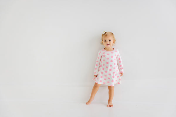 Long Sleeve Polly Play Dress | Vintage Prep Pumpkin Pails with Sandpearl Pink