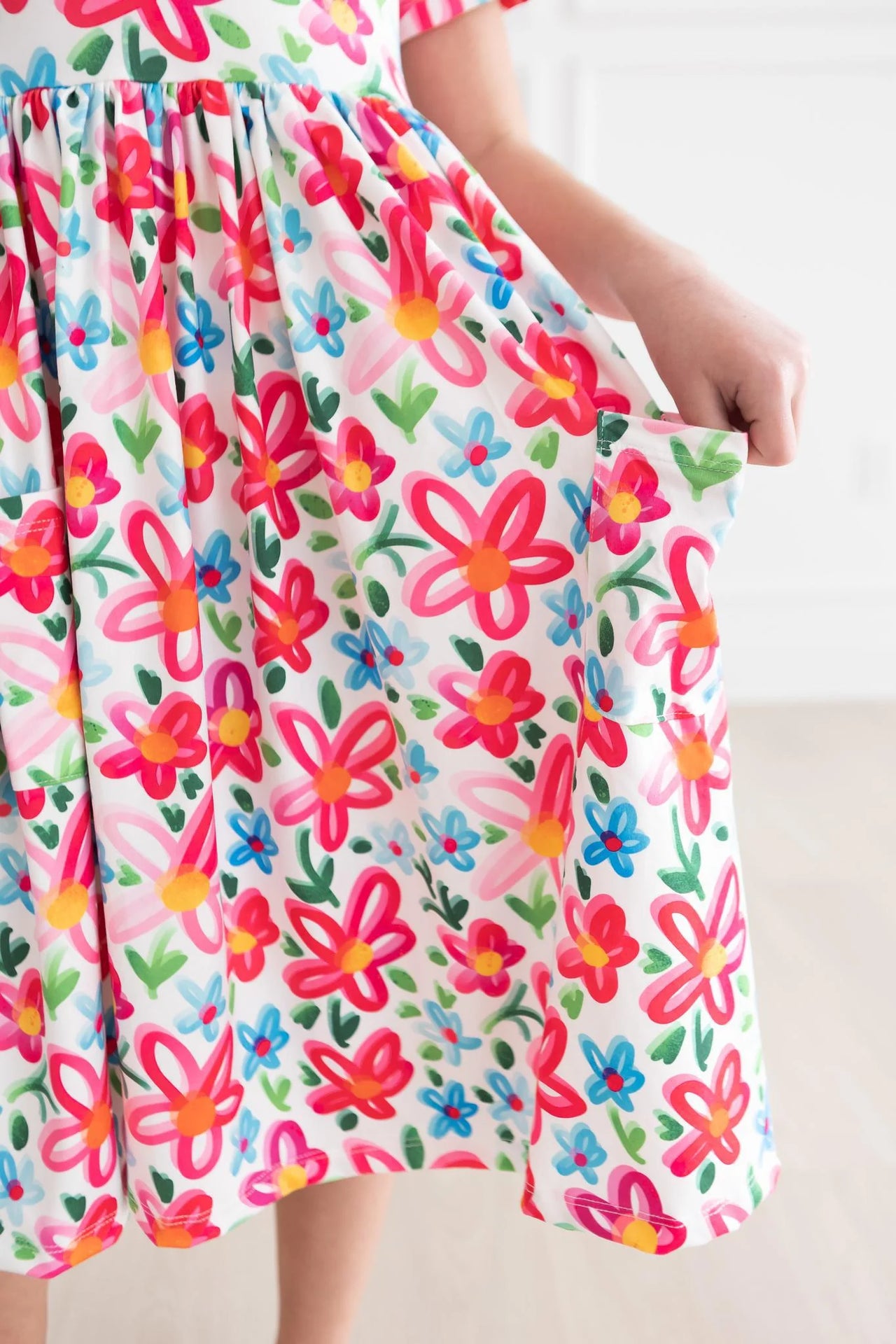 Neon Floral Pocket Twirl Dress