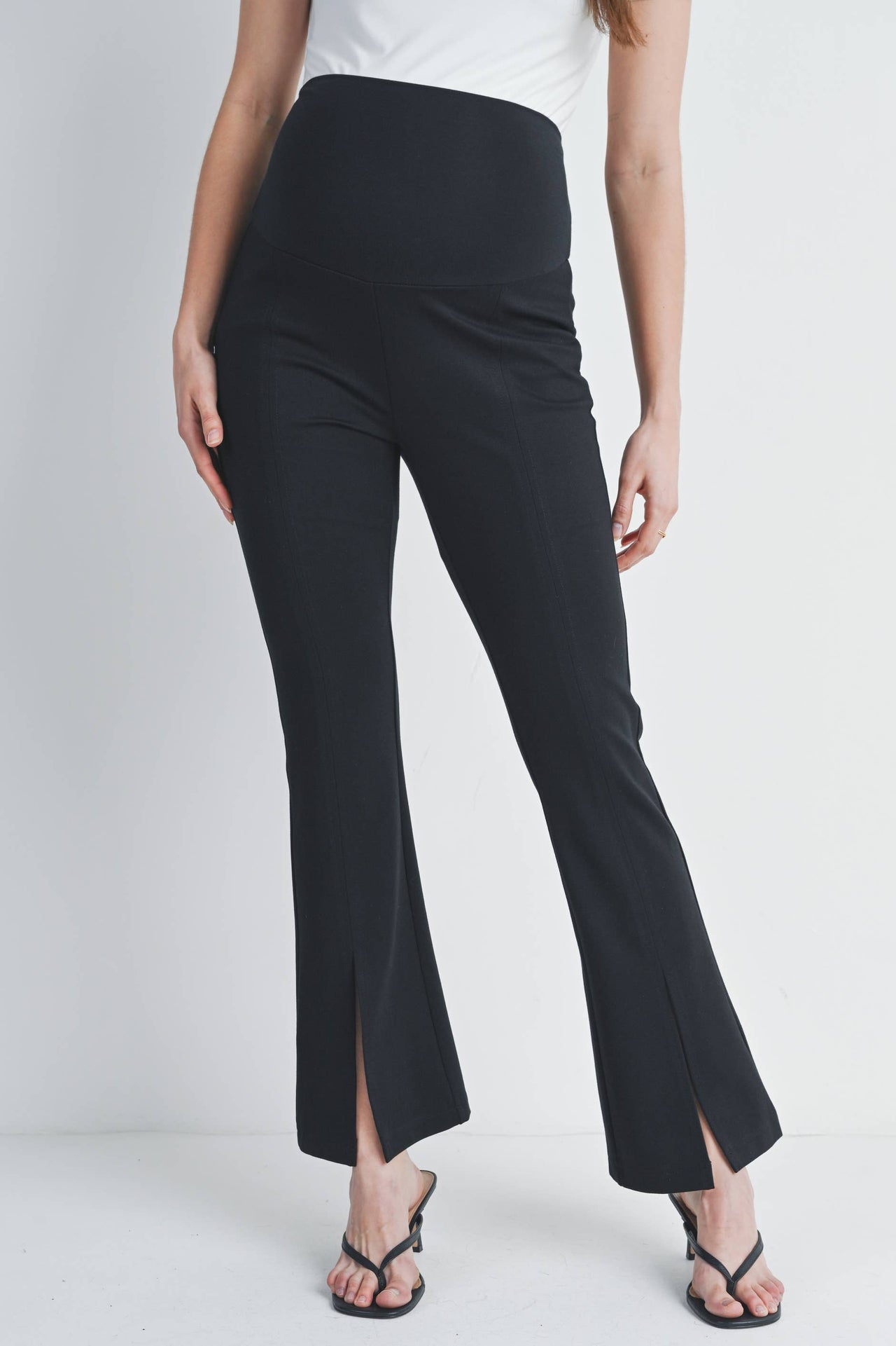 Flared Maternity Over The Belly Pants | Black