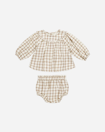 Mia Top+Bloomer Set | Cinnamon Plaid