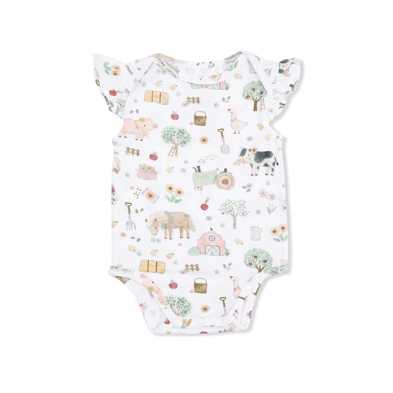 Ruffle Sleeve Bodysuit | Cute Farm Animals