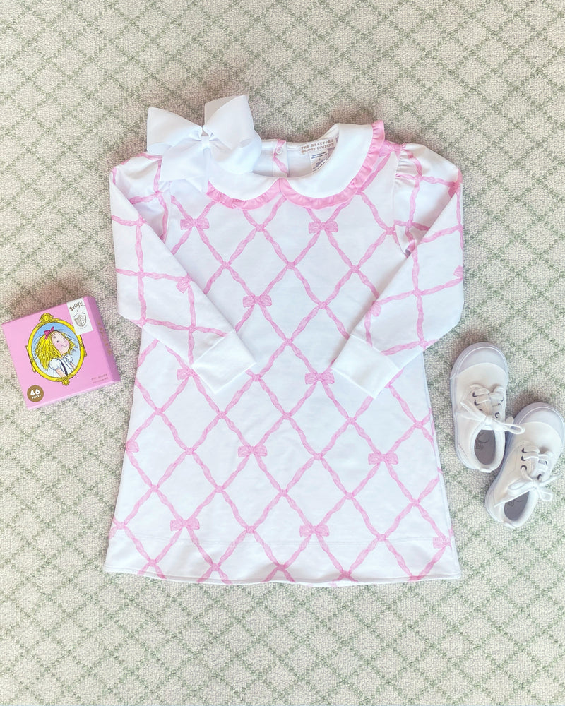 Maude's Ruffle Cassidy Crewneck Dress | Belle Meade Bow with Pier Party Pink