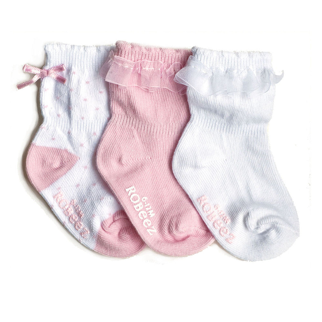 Baby Girl Socks - 3 Pack | White/Pink