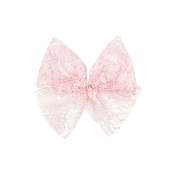 LACE BOW - POWDER PINK CLIP